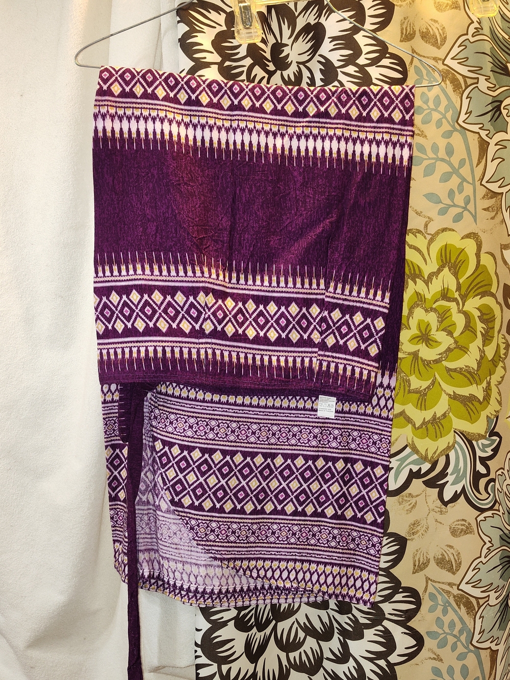 Rayon Purple Patterned Women's Wrap Skirt/Beach Cover